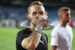 3.Liga - Saison 2022/2023 - VFL Osnabrück - FC Ingolstadt 04 - Das Spiel ist aus - Jubel - Die Mannschaft bedankt sich bei den Fans - Torwart Marius Funk (Nr.1 - FCI) - Foto: Meyer Jürgen