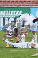 3. Liga - FSV Zwickau - FC Ingolstadt 04 - Tor Jubel am Boden 0:2 Fatih Kaya (9, FCI) mit Marc Stendera (10, FCI) Dennis Eckert Ayensa (7, FCI)