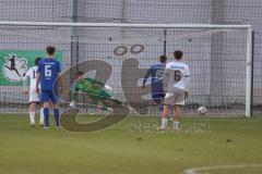 Bayernliga Nord - Saison 2025/26 - FC Ingolstadt 04 II - Würzburger FV - Der 1:1 Ausgleichstreffer per Elfmeter - jubel - Steffen Krautschneider blau Würzburg - Lars Böhmeke TW Ingolstadt  - Foto: Meyer Jürgen