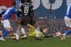 2.BL; Hansa Rostock - FC Ingolstadt 04; Sicher Torwart Robert Jendrusch (1, FCI) Verhoek John (18 HR) Marcel Gaus (19, FCI)