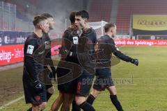 3. Liga; SSV Jahn Regensburg - FC Ingolstadt 04; Tor Jubel Treffer 0:3 Marcel Costly (22, FCI) Georgios Antzoulas (6, FCI) Linus Rosenlöcher (19, FCI) Gustav Christensen (24, FCI)