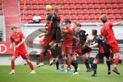 Im Bild: Benjamin Causevic (#10 FCI B-Junioren) und Hatim Moussaoui (#9 FCI B-Junioren) beim Kopfball

Fussball - B-Junioren - Relegation 2021  - FC Ingolstadt 04 - SSV Jahn Regensburg -  Foto: Ralf Lüger/rsp-sport.de