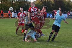 Kreisklasse - Saison 2022/2023 - SV Stammham - SC Steinberg - Martin Weickelt rot Stammham mit einem Kopfball - Foto: Meyer Jürgen