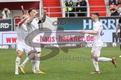 3. Liga; FC Ingolstadt 04 - SC Verl; #tor Elfmeter 3:1, Patrick Schmidt (9, FCI) mit Tobias Bech (11, FCI) Felix Keidel (43, FCI)