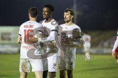 Toto-Pokal; 
Türkgücü München - FC Ingolstadt 04; Tor Jubel Treffer 0:5 Ryan Malone (16, FCI) Donald Nduka (27, FCI) Arian Llugiqi (25, FCI)