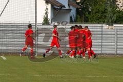 Bayernliga Süd - Saison 2021/2022 - FC Ingolstadt 04 II - Schwaben Augsburg - Der 2:0 Führungstreffer per Freistoss durch Cavadias Fabian (#5 FCI) - jubel - Götzendörfer Mario (#23 FCI)  - Foto: Meyer Jürgen