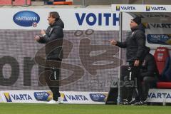 2.BL; 1. FC Heidenheim - FC Ingolstadt 04; an der Seitenlinie, Spielerbank Cheftrainer Rüdiger Rehm (FCI) Co-Trainer Mike Krannich (FCI)