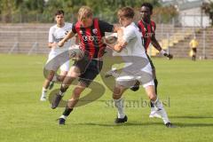 *** Bayernliga Nord - Saison 2025/26 - FC Ingolstadt 04 II - ATSV Erlangen - Patrick Bachmann (Nr.8 - FC Ingolstadt II) - Thomas Müller weiss Erlangen - Foto: Meyer Jürgen
