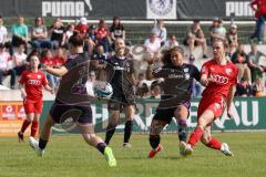 2. Bundesliga Frauen - Saison 2023/24 - FC Ingolstadt 04 Frauen - FC Bayern München II - Lucie Spielmann (Nr.17 - FCI) - Rintzner Paula schwarz Bayern - Foto: Meyer Jürgen