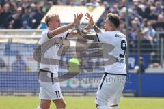 3. Liga; SV Meppen - FC Ingolstadt 04; Tor Jubel Treffer Patrick Schmidt (9, FCI) Tobias Bech (11, FCI)