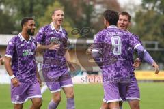 Toto-Pokal; SV Wacker Burghausen - FC Ingolstadt 04; in der ersten Minute Tor Jubel Treffer Fredrik Carlsen (8, FCI) 0:1 Jonas Scholz (15, FCI) Keanan Bennetts (18 FCI) Vinko Šapina (41, FCI)