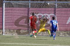 Bayernliga Süd - Saison 2022/2023 - FC Ingolstadt 04 - FC Deisenhofen -Der 1:0 Führungstreffer durch Mussa Fofanah (Nr.7 - FCI II) - Enrico Caruso Torwart Deisenhofen - Niklas Sagner blau Deisenhofen - jubel -  Foto: Meyer Jürgen