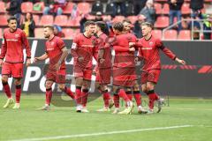 3. Liga; FC Ingolstadt 04 - 1. FC Saarbrücken; Tor Jubel Treffer 2:1 Yann Sturm (7, FCI) Max Besuschkow (17, FCI) Simon Lorenz (32, FCI) Mads Borchers (9, FCI) Yannick Deichmann (20, FCI) Fredrik Carlsen (8, FCI) Linus Rosenlöcher (19, FCI)