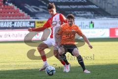 2024_1_20 - 3. Liga - Saison 2023/24 - HallescherFC - FC Ingolstadt 04 -  - Tunay Deniz (Nr.20 - HallescherFC ) - Moritz Seiffert (Nr.23 - FC Ingolstadt 04) - Foto: Meyer Jürgen