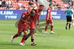 3. Liga; FC Ingolstadt 04 - 1. FC Schweinfurt 05; Ausgleich Tor Jubel Treffer Yann Sturm (7, FCI) mit Marcel Costly (22, FCI)