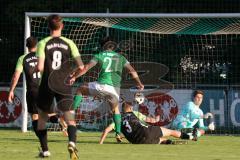 Kreisliga - Saison 2023/24 - Relegation zur BZL - FC Gerolfing - SVA Palzing -  Der 3:0 Führungstreffer durch Anastasios Porfyriadis  grün Gerolfing - jubel - Tor - Christian Berghammer Torwart Palzing - Foto: Meyer Jürgen