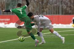AUDI - Schanzer Amateurcup - Finale -  2026  - SV Hundszell - SV Denkendorf - Jonas Löffler grün Denkendorf - Johannes Rindlbacher weiss Hundszell - Foto: Meyer Jürgen