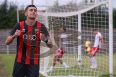 *** Bayernliga Nord - Saison 2025/26 - FC Ingolstadt 04 II - Jahn Regensburg II - Ognjen Draculic (Nr.9 - FC Ingolstadt II) mit dem 2:1 Führungstreffer - jubel - Foto: Meyer Jürgen