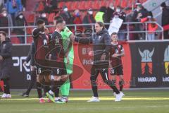 2.BL; FC Ingolstadt 04 - SV Sandhausen; Remis Unentschieden nach dem Spiel Cheftrainer Rüdiger Rehm (FCI) bei Fatih Kaya (9, FCI)