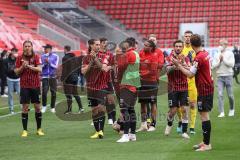 3. Liga - FC Ingolstadt 04 - TSV 1860 München - Spieler bedanken sich bei den Fans die im Stadion sein durften, Jonatan Kotzke (25 FCI) Robin Krauße (23, FCI) Marcel Gaus (19, FCI) Björn Paulsen (4, FCI)