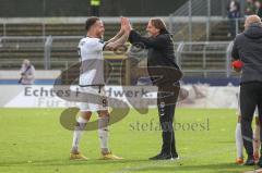 3. Liga; VfB Oldenburg - FC Ingolstadt 04; Tor Jubel Treffer Marcel Costly (22, FCI) 0:3 Patrick Schmidt (9, FCI) bei Cheftrainer Rüdiger Rehm (FCI)