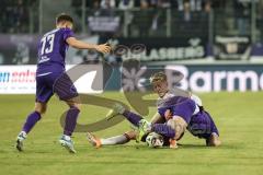 3. Liga; Erzgebirge Aue - FC Ingolstadt 04; Max Plath (14 FCI) Zweikampf Kampf um den Ball Tashchy Borys (14 Aue) Majetschak Erik (13 Aue)