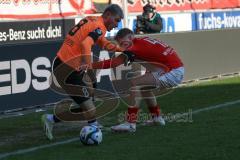 2024_1_20 - 3. Liga - Saison 2023/24 - HallescherFC - FC Ingolstadt 04 -  - Benjamin Kanuric (Nr.8 - FC Ingolstadt 04) - Julian Eitschberger (Nr.42 - HallescherFC ) - Foto: Meyer Jürgen