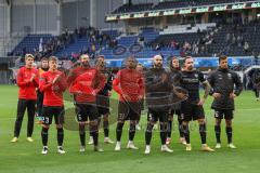 3. Liga; SC Verl - FC Ingolstadt 04; Niederlage, hängende Köpfe, Spieler bedanken sich bei den Fans, Denis Linsmayer (23, FCI) Rico Preißinger (6, FCI) Pascal Testroet (37, FCI) Nico Antonitsch (5, FCI) Patrick Schmidt (9, FCI) Visar Musliu (16, FCI)