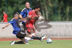 Testspiel - Bezirksliga - Saison 2025/26 - FC Fatih Ingolstadt - TSV Burgheim - Atilla Demir rot FAtih Markus Frey blau Burgheim - XXXXX - Foto: Meyer Jürgen