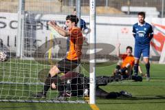 Audi Schanzer Amateur Cup 2022 - TSV Großmehring - SC Irgertsheim - Louis Habermeier orange Irgertsheim mit dem 0:1 Führungstreffer - jubel - Stefan Kern Torwart Großmehring - Foto: Jürgen Meyer