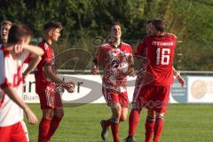 Kreisklasse - Saison 2022/2023 - SV Buxheim - SV Stammham - Der 0:2 Führungstreffer durch Tobias Schmidt  #11 Stammham - jubel - Oliver Schreiner #16 rot Stammham - Manuel Haas #6 Stammham - Foto: Meyer Jürgen