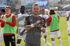 3. Liga; SV Meppen - FC Ingolstadt 04; Spiel ist aus, Sieg Jubel Freude 0:3, Spieler bedanken sich bei den Fans, Torwart Marius Funk (1, FCI) Torwart Markus Ponath (40, FCI) Donald Nduka (42, FCI)