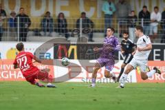 Toto-Pokal; SV Wacker Burghausen - FC Ingolstadt 04; Torchance verpasst Emre Gül (5, FCI) Torwart Marcel Brinkmann (22 SVWB)