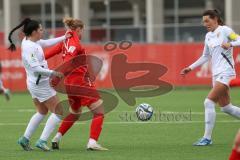 2. Bundesliga Frauen - Saison 2023/24 - FC Ingolstadt 04 Frauen - FC Carl Zeiss Jena - Nina Penzkofer (Nr.29 - FCI) - Gora Lisa weiss Jena - Julevic Merza weiss rechts Jena - Foto: Meyer Jürgen