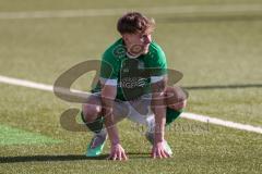 2024_2_17 - Saison 2023/24 - AUDI-Schanzer Amateur Cup - FC Gerolfing - TV 1861 Ingolstadt - Halbfinale 2 - Timo Kraus grün Gerolfing -  nach einer vergebenen Torchance -  - Foto: Meyer Jürgen