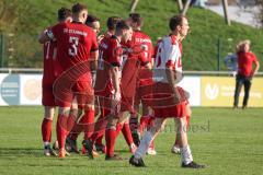 Kreisklasse - Saison 2022/2023 - SV Buxheim - SV Stammham - Der 0:2 Führungstreffer durch Tobias Schmidt  #11 Stammham - jubel - Oliver Schreiner #16 rot Stammham - Manuel Haas #6 Stammham - Foto: Meyer Jürgen