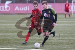 AUDI - Schanzer Amateurcup 2023 - Vorrunde - SV Walpertskirchen - SV Zuchering - Lukas Bartsch rot Zuchering - Louis Schwarz schwarz Walpertskirchen - Foto: Meyer Jürgen