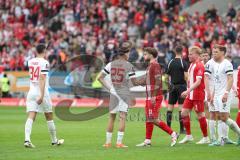 3. Liga - Saison 2023/24 - Rot-Weiss Essen - FC Ingolstadt 04 -  -  enttäuschte Gesichter - Arian Llugiqi (Nr.25 - FCI) - Lukas Fröde (Nr.34 - FCI) - XXXXX - Foto: Meyer Jürgen