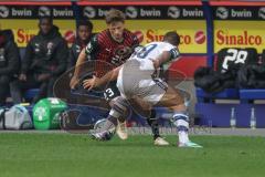 2023_11_11 - 3. Liga - Saison 2023/24 - MSV Duisburg - FC Ingolstadt 04 - Moritz Seiffert (Nr.23 - FCI) - Chinedu Ekene (Nr.19 - MSV Duisburg) - Foto: Meyer Jürgen