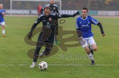 Kreisliga - Saison 2022/2023 - DJK Ingolstadt - Türk.SV Ingolstadt - Ibrahim Sahin schwarz Türk SV auf dem Weg zum 0:1 Führungstreffer - jubel - - Ostap Nechaj blau DJK Ing - Foto: Meyer Jürgen