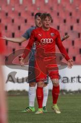 Bayernliga Süd - Saison 2021/2022 - FC Ingolstadt 04 II - VfB Hallbergmoos - Mathias Strohmeier grau Hallberg - Meikis Fabio (#19 FCI) mit der Entscheidung des Schiedsrichter nicht zufrieden - Foto: Meyer Jürgen