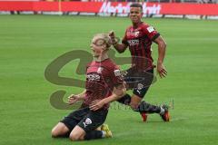 3.Liga - Saison 2022/2023 - FC Ingolstadt 04 -  - SV Waldhof-Mannheim - Tobias Bech (Nr.11 - FCI) trifft zum 1:0 Führungstreffer - Jubel - Marcel Costly (Nr.22 - FCI) - Foto: Meyer Jürgen