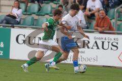 Testspiel - Bezirksliga - Saison 2025/26 - FC Gerolfing - SpVgg Joshofen Bergheim - Levin Egredzija grün Gerolfing - David Bogicevic weiss Joshofen Bergheim - Foto: Meyer Jürgen