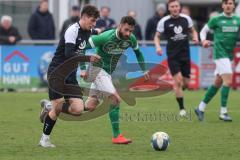 Bezirksliga - Saison 2024/25 - FC Gerolfing - VFB Eichstätt II - Christian Träsch grün Gerolfing - Samuel Schmid schwarz Eichstätt - Foto: Meyer Jürgen