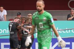 3. Liga; FC Ingolstadt 04 - SSV Ulm 1846; David Kopacz (29, FCI) Scuß Tor Jubel Treffer 2:0, Marcel Costly (22, FCI) Jannik Mause (7, FCI) Yannick Deichmann (20, FCI) Benjamin Kanuric (8, FCI) Torwart Ortag Christian (39 Ulm) geschlagen
