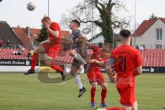 Bayernliga Süd - Saison 2021/2022 - FC Ingolstadt 04 II - VfB Hallbergmoos - Herm Tim (#16 FCI) - Götzendörfer Mario (#23 FCI) - Senger Michael (#21 FCI) - Alessandro Cazorla grau Hallberg - Foto: Meyer Jürgen