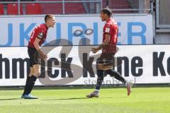 3. Liga - FC Ingolstadt 04 - FSV Zwickau - Filip Bilbija (35, FCI) erzielt das 2:1 Jubel Tor, mit Justin Butler (31, FCI)