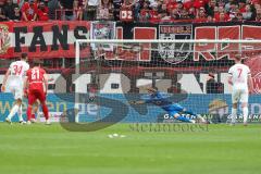 3. Liga - Saison 2023/24 - Rot-Weiss Essen - FC Ingolstadt 04 -  -  Der 0:3 Führungstreffer durch Leonardo Vonic (#20 Essen) - jubel - Torwart  Marius  Funk (Nr.1 - FCI) - XXXXX - Foto: Meyer Jürgen