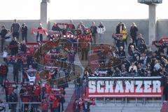 2.BL; FC Ingolstadt 04 - Holstein Kiel; Fans fankurve Schanzer Banner Spruchband Schal Fahnen