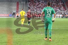 Toto-Pokal - Saison 2023/2024 - FC Ingolstadt 04 - Jahn Regensburg - Elfmeterschießen - Simon  Lorenz (Nr.32 - FCI) - Torwart Alexander Weidinger (Nr.32 - Regensburg) - Foto: Meyer Jürgen